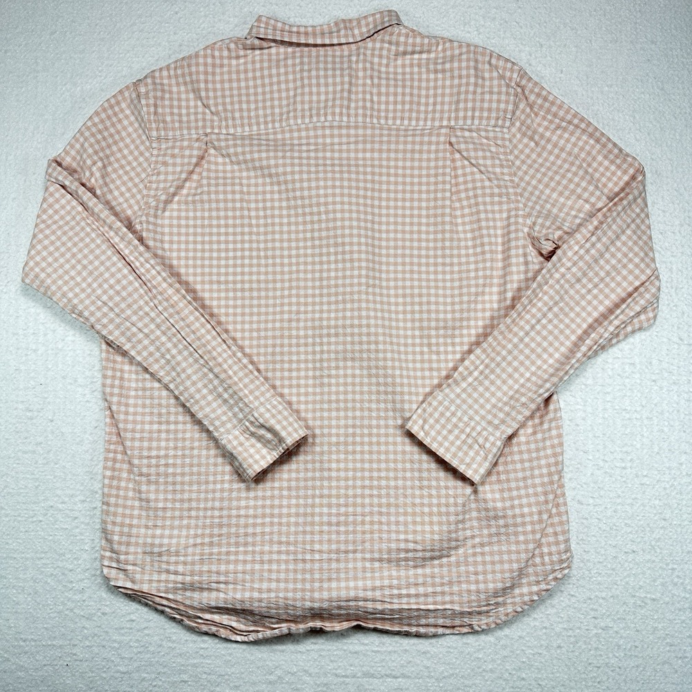 Crown & Ivy Mens Large Peach Gingham Button Down LS Shirt Classic Fit Cotton - Picture 3 of 8